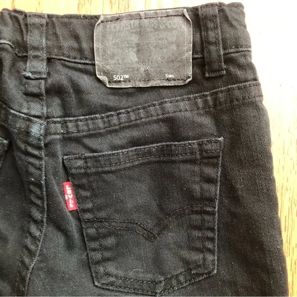 Levis 502 Regular Taper Leg Black Denim Jeans Little Boy’s Size 5